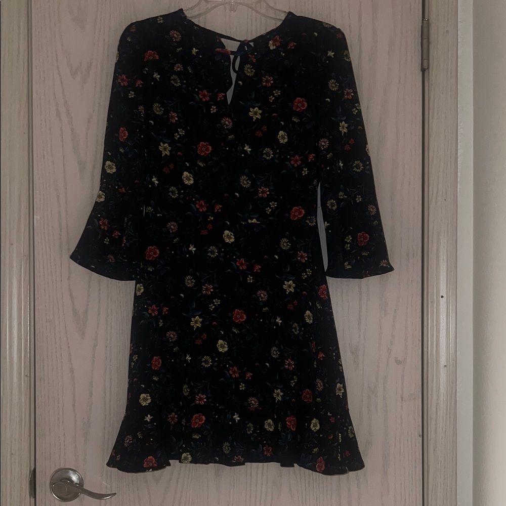 Xhilaration Black Floral Long Sleeve Dress